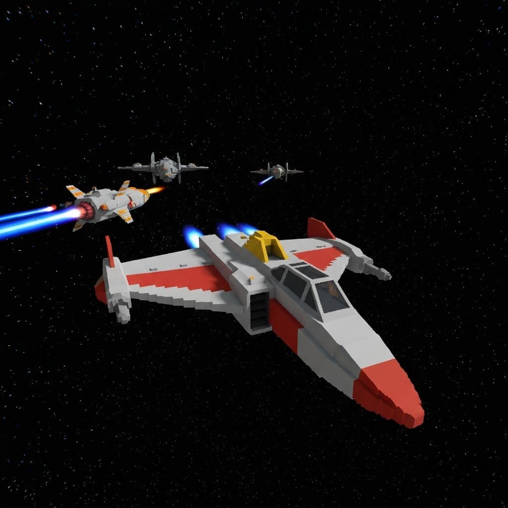 Original-style Arwing comparison visual representing low-poly Nintendo 64 era ship geometry
